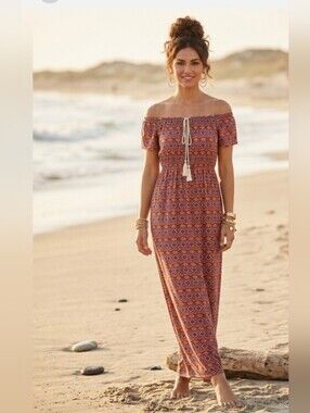 NWOT Bohemian Off-Shoulder Maxi Dress by Ellen Weaver